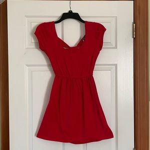 Red Cutout Back Skater Dress